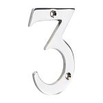 Door Numeral 3 - Polished Chrome
