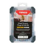 Timco Mixed Tray Screws Plug & Drill Bit Yellow 251 Pieces