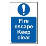 Fire escape Keep  clear - 200 x 300mm