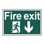 Fire exit - running man  arrow down - 300 x 200mm