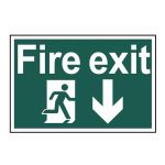 Fire exit running man arrow down 300x200mm