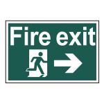 Fire exit - running man  arrow right - 300 x 200mm