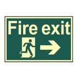 Fire exit running man arrow right 300x200mm Photoluminescent