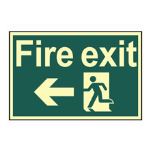 Fire exit - running  man arrow left - 300 x 200mm Photoluminescent