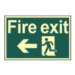 Fire exit running  man arrow left 300x200mm Photoluminescent