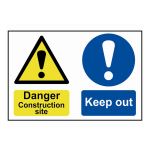 Danger Contruction site  Keep out - 600 x 400mm