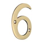 Door Numeral 6 - Polished Brass 