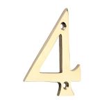 Door numeral 4 - Polished Brass