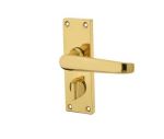 Victorian Straight Lever on Plate Privacy Set | Polished Brass