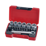 TengTools Socket Set 1/4in Drive MM 19 Pieces