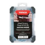 Timco | Mixed Tray - Screws Plug & Drill Bit - ZINC | 91 Pieces