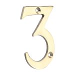 Door Numeral 3 - Polished Brass