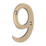 Door Numeral 9 - Polished Brass