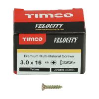 Timco | Velocity Premium Multi-Use Screws  PZ  Double Countersunk  Yellow | Sold in Box Quantity