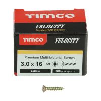 Timco Velocity Premium Multi-Use Screws  PZ Yellow Double Countersunk Box