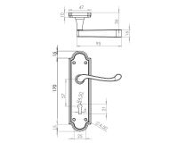 Antique Turnberry Suite Latch Lever on Plate  | Pewter