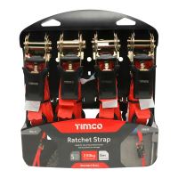 Ratchet Straps | S Hook | Standard Duty | 5mtr x 25mm | Pack of 4