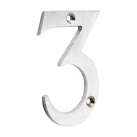 Door Numeral 3 - Satin Chrome