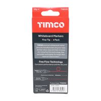 Timco Whiteboard Markers Fine Tip Mixed Colours 4 Pack