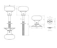 Mushroom Rim Door Knob 57mm