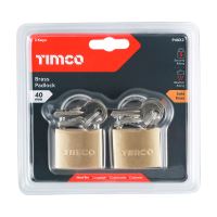 Timco Brass Padlock 40mm Dual Pack