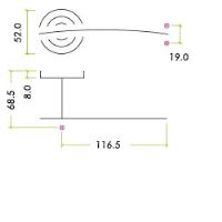 Arched T Bar Lever on Round Rose 