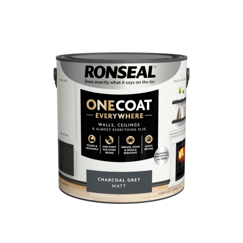 Ronseal One Coat Everywhere Paint Charcoal Grey Matt 2.5L